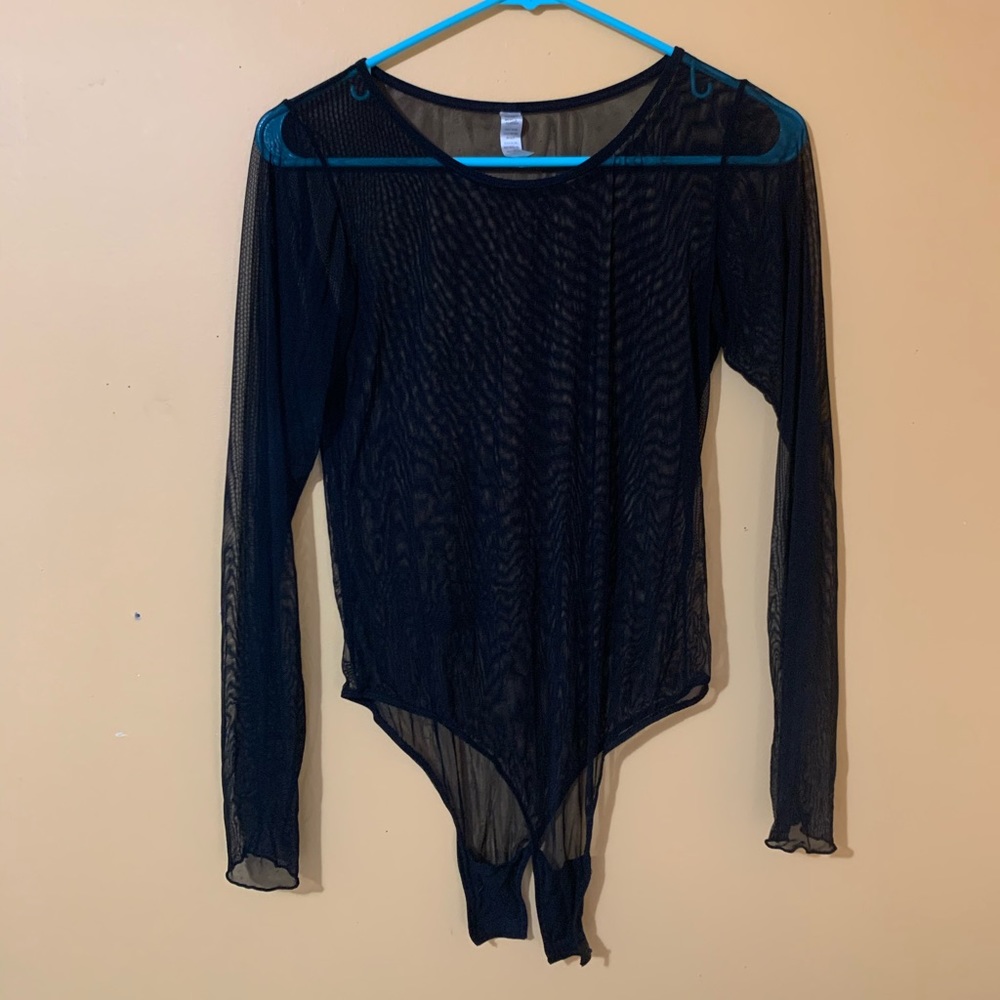 Black mesh body suit